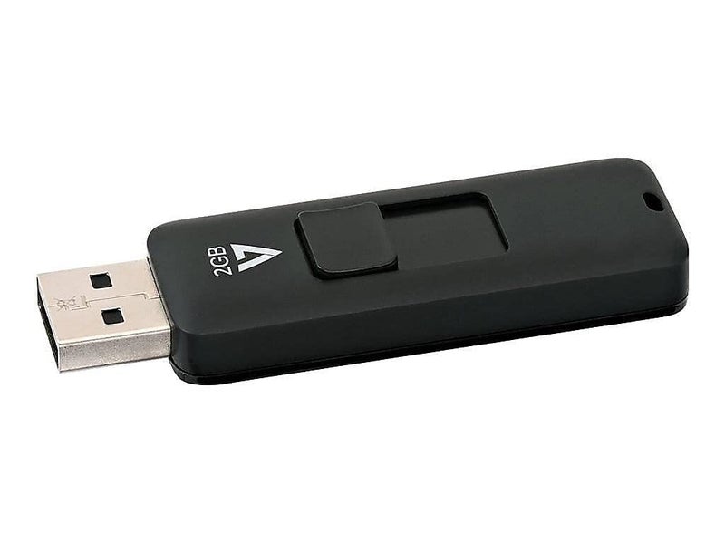 V7 2GB USB 2.0 Flash Drive with Retractable USB Connector - VF22GAR-3N, Black - Image 1